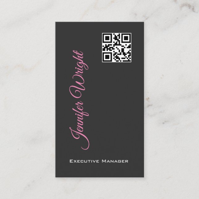 Minimalist elegant modern grey plain QR code Business Card (Front)