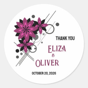 Minimalist elegant modern luxury Burgundy floral Classic Round Sticker