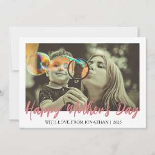 Minimalist Elegant Modern mothers Day 1 photo Holiday Card