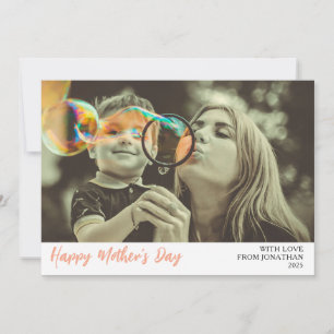 Minimalist Elegant Modern mothers Day 1 photo Holiday Card