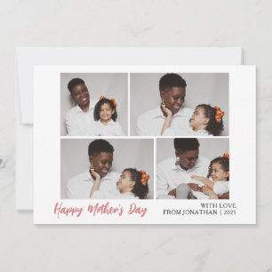 Minimalist Elegant Modern mothers Day 4 photo Holiday Card