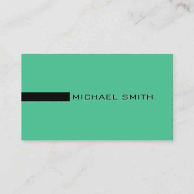 Minimalist Elegant Modern Ocean Green and Black Business Card (Front)