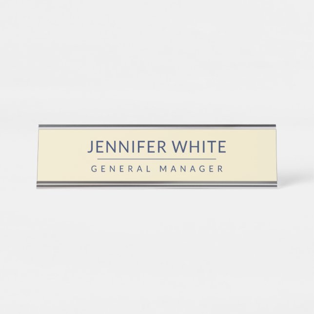 Minimalist Elegant Modern Plain Desk Name Plate (Front)