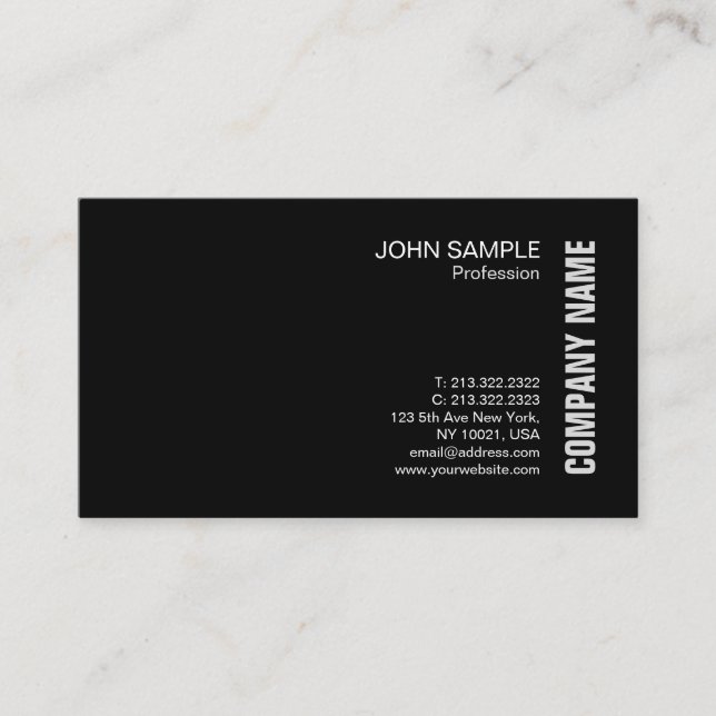 Minimalist Elegant Modern Professional Plain Black Business Card (Front)