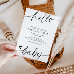 Minimalist Elegant Modern Script Baby Shower Invitation