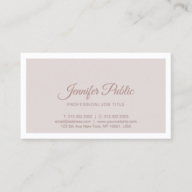 Minimalist Elegant Modern Script Calligraphy Plain Business Card (Front)