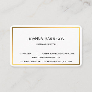 Minimalist Elegant Modern Shiny Gold Frame Editor Business Card