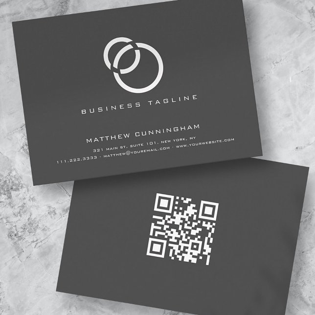 Minimalist Elegant Modern Simple Logo and QR Code Business Card (Creator Uploaded)