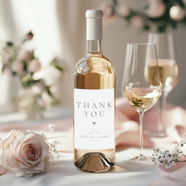 Minimalist Elegant Modern Thank You Wedding Favour Wine Label (Minimalist Elegant Modern Thank You Wedding Favor Wine Label)