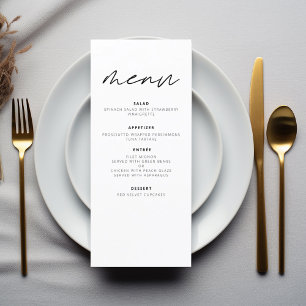 Minimalist Elegant Modern Wedding Reception Menu
