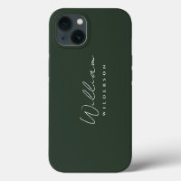 Minimalist Elegant Monogram Dark Green Forest