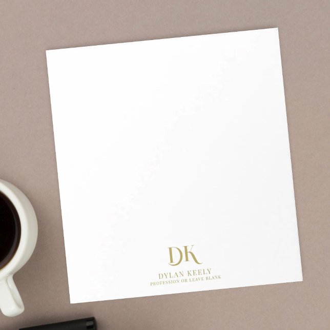 Minimalist Elegant Monogram Dark Red Gold Stylish Notepad (Creator Uploaded)