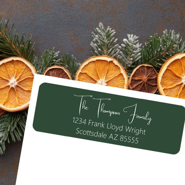  Minimalist Elegant Moss Script Return Address Label (Creator Uploaded)