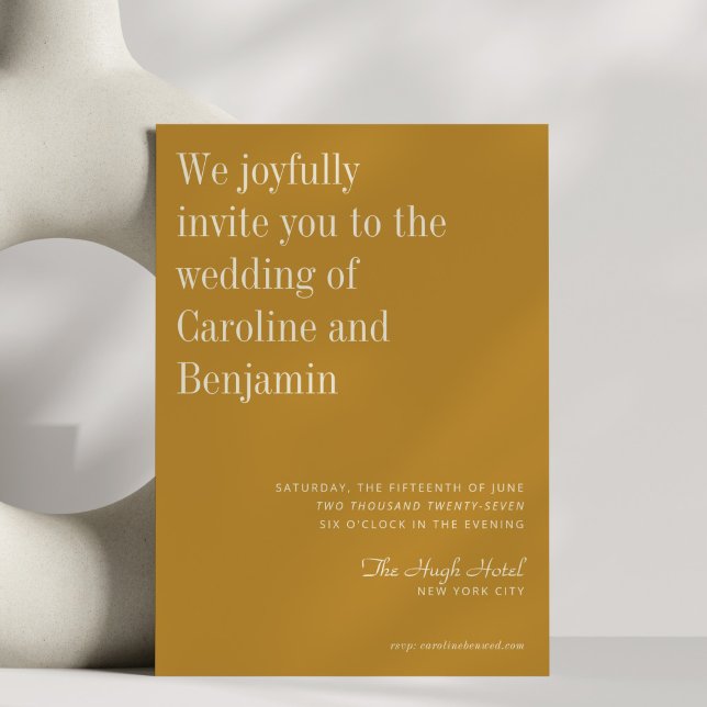 Minimalist Elegant Mustard Yellow Modern Wedding Invitation (Creator Uploaded)