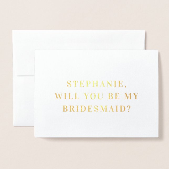Minimalist Elegant Name Bridesmaid Proposal Card (Front With Envelope)