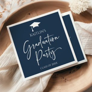 Minimalist Elegant Navy Blue Graduation Party Napkin