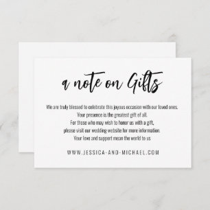 💍 Minimalist Elegant note on Gifts Enclosure Card