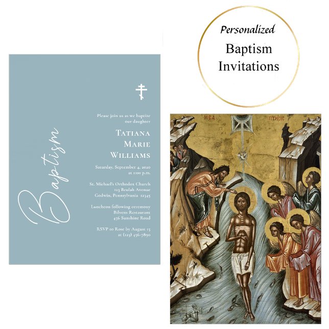 Minimalist Elegant Orthodox Christian Baptism Invitation (Creator Uploaded)