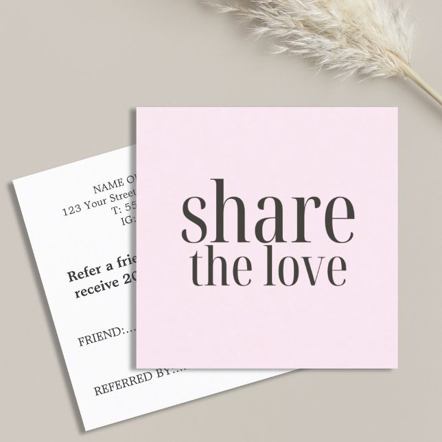 Minimalist Elegant Pale Rose Bold Beauty Salon Referral Card (Creator Uploaded)