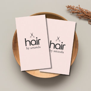 Minimalist Elegant Pale Rose Bold Scissors Hair Business Card