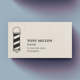 Minimalist Elegant Paper Texture Barber Pole Business Card