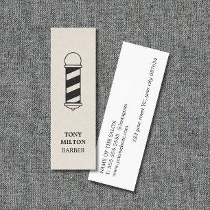 Minimalist Elegant Paper Texture Barber Pole Mini Business Card