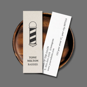 Minimalist Elegant Paper Texture Barber Pole Mini Business Card