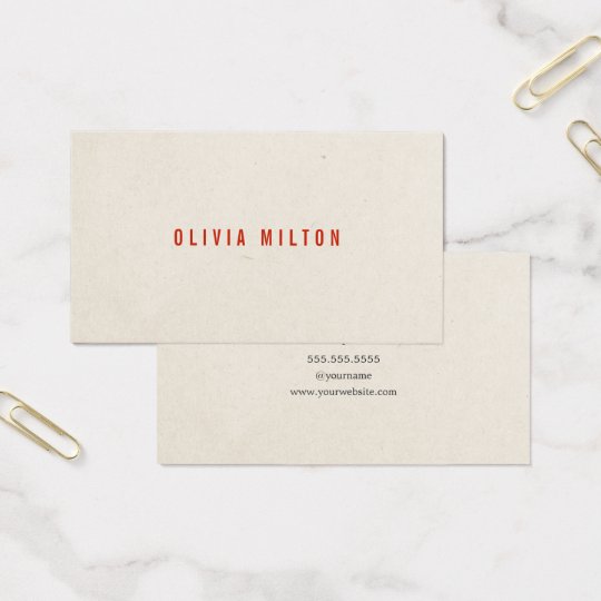 Minimalist Elegant Paper Texture Red Consultant Business Card