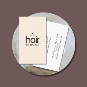 Minimalist Elegant Pastel Beige Bold Scissor Hair Business Card