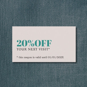 Minimalist Elegant Pastel Beige Green Salon Shop Discount Card