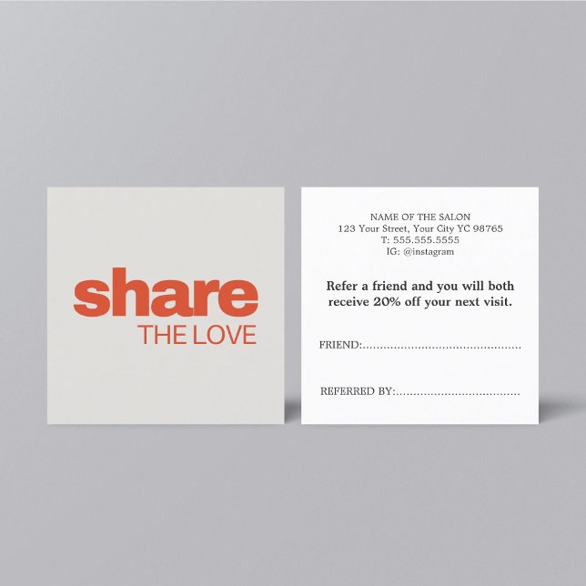 Minimalist Elegant Pastel Bold Beauty Salon Referral Card (Creator Uploaded)