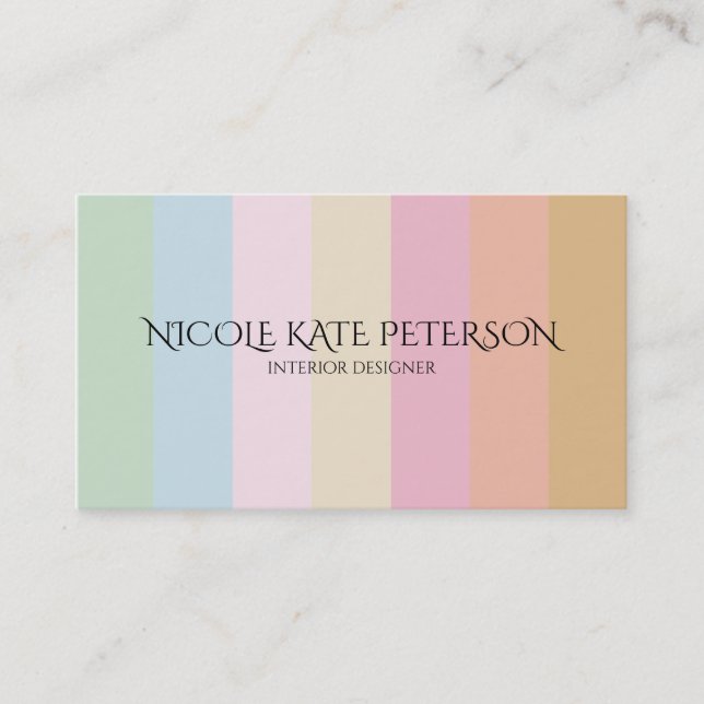 Minimalist Elegant Pastel Colours Interior Designe Business Card (Front)