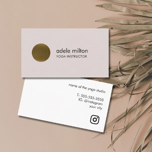 Minimalist Elegant Pastel Faux Copper Circle Yoga Business Card