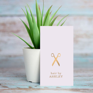 Minimalist Elegant Pastel Faux Gold Hair Stylist  Business Card