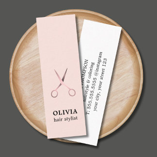 Minimalist Elegant Pastel Faux Metal Scissors Mini Business Card