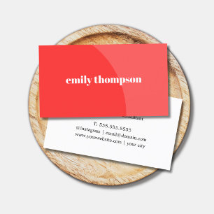 Minimalist Elegant Pastel Red White Consultant Business Card