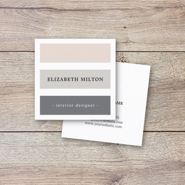 Minimalist Elegant Pastel White Stripes Square Business Card (Creator Uploaded)