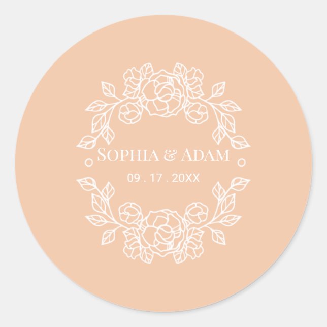 Minimalist Elegant Peach Program Fan Classic Round Sticker (Front)