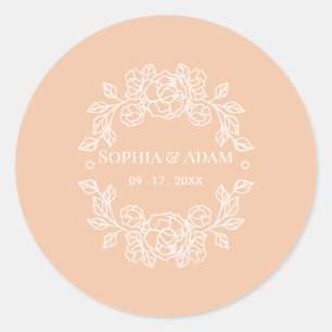Minimalist Elegant Peach Program Fan Classic Round Sticker