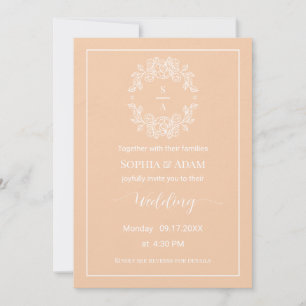 Minimalist Elegant Peach Wedding Invitation Card 