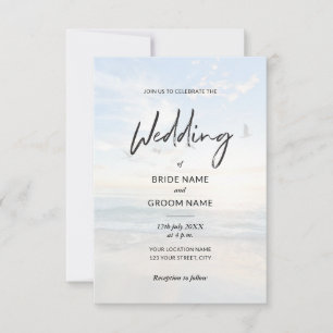 Minimalist Elegant Photo Beach Wedding Invitation