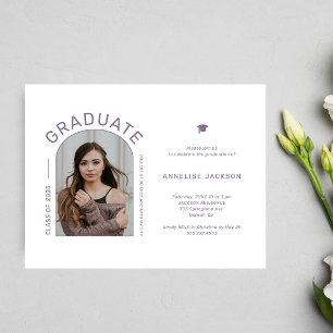 Minimalist elegant photo graduation party invite postcard