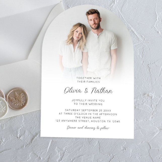 Minimalist Elegant Photo Overlay Wedding Acrylic Invitations (Closer view)