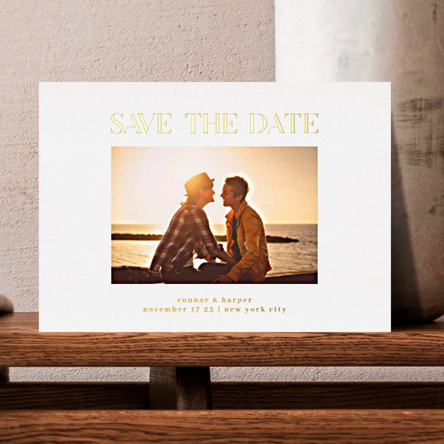 Minimalist Elegant Photo Save The Date REAL GOLD (Creator Uploaded)
