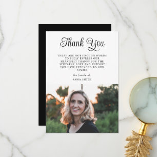 Minimalist Elegant Photo Sympathy Calligraphy Thank You Card