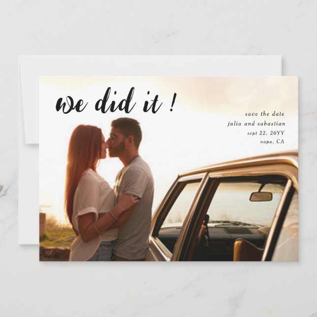 Minimalist Elegant Photo Wedding Save the Date  Invitation (Front)