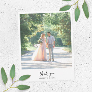 Minimalist Elegant Photo Wedding  Thank You Card