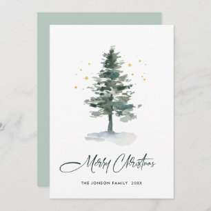 Minimalist Elegant Pine Tree Christmas Greeting Holiday Card
