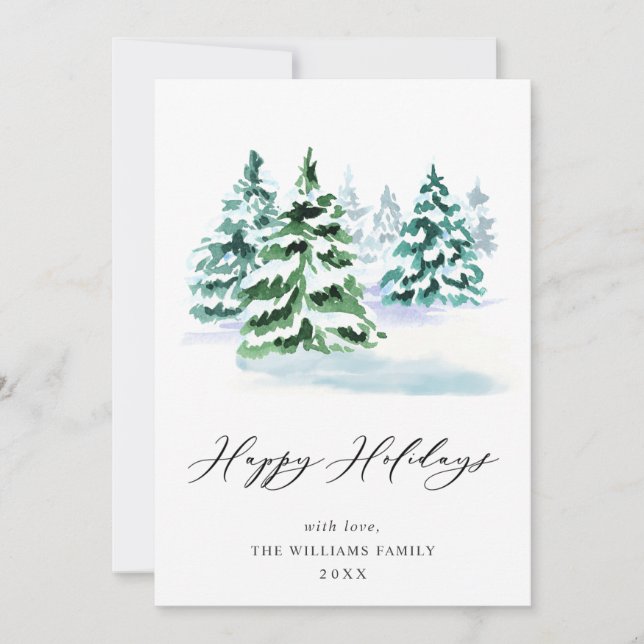 Minimalist Elegant Pine Tree Christmas Greeting Holiday Card (Front)
