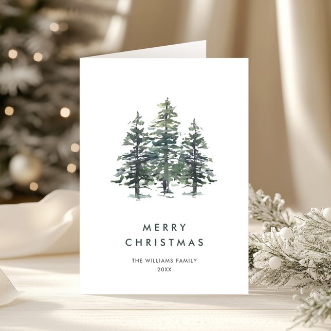 Minimalist Elegant Pine Tree Christmas Greeting Holiday Card (Creator Uploaded)